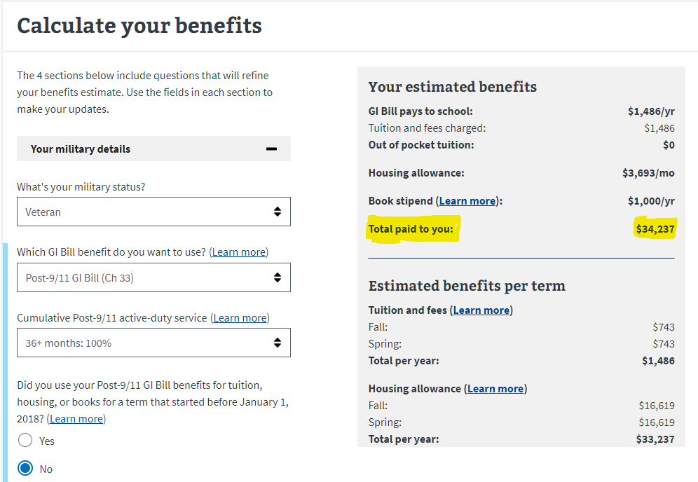 VA Benefits Calculator